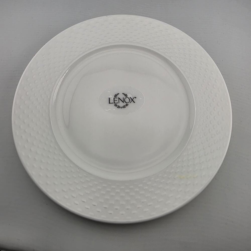 Lenox White Weave Round Bone China 8.5" Plate with Textured Rim